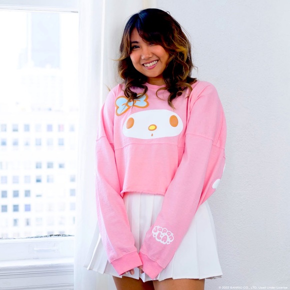 JapanLA Tops - My Melody JapanLA Cropped Spirit Jersey Oversized Women’s Size Medium Pink